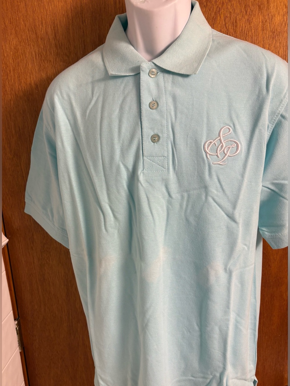 NWT Mens Southpole Logo Pique Sky Blue Polo Shirt Sz. L